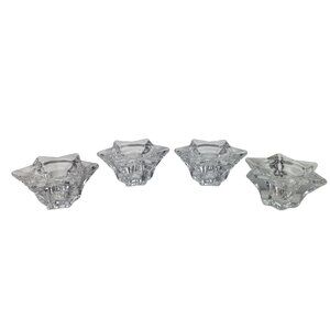 Set Of 4 Star-Shaped Clear Glass Candle Holders Taper & Tealight/Votive Candles
